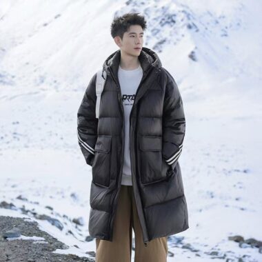 American stripe mid-length warm men puffer jackets