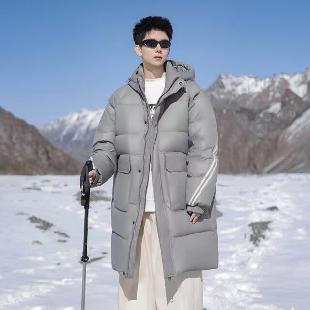 American stripe mid-length warm men puffer jackets