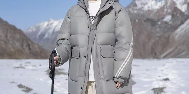 American stripe mid-length warm men puffer jackets