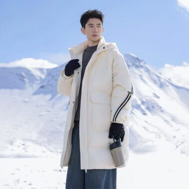 American stripe mid-length warm men puffer jackets