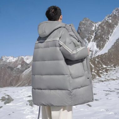 American stripe mid-length warm men puffer jackets