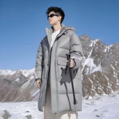 American stripe mid-length warm men puffer jackets