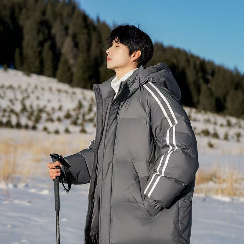 Thick warm mid-length outdoor men puffer jackets