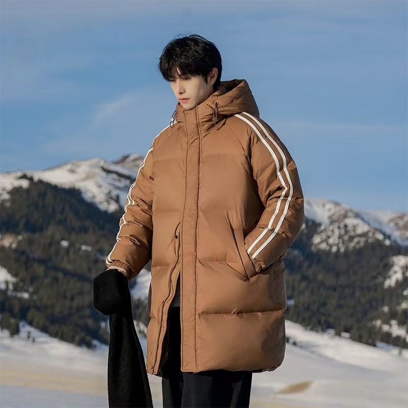 Thick warm mid-length outdoor men puffer jackets