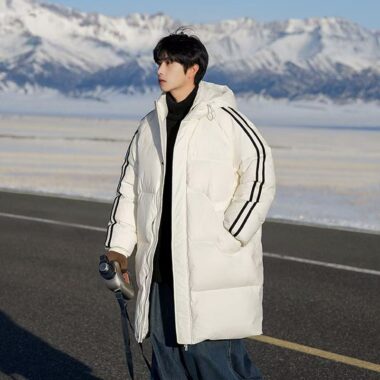Thick warm mid-length outdoor men puffer jackets
