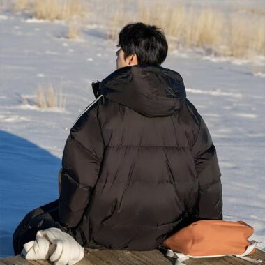 Thick warm mid-length outdoor men puffer jackets