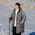 Thick warm mid-length outdoor men puffer jackets