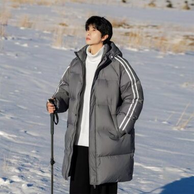 Thick warm mid-length outdoor men puffer jackets
