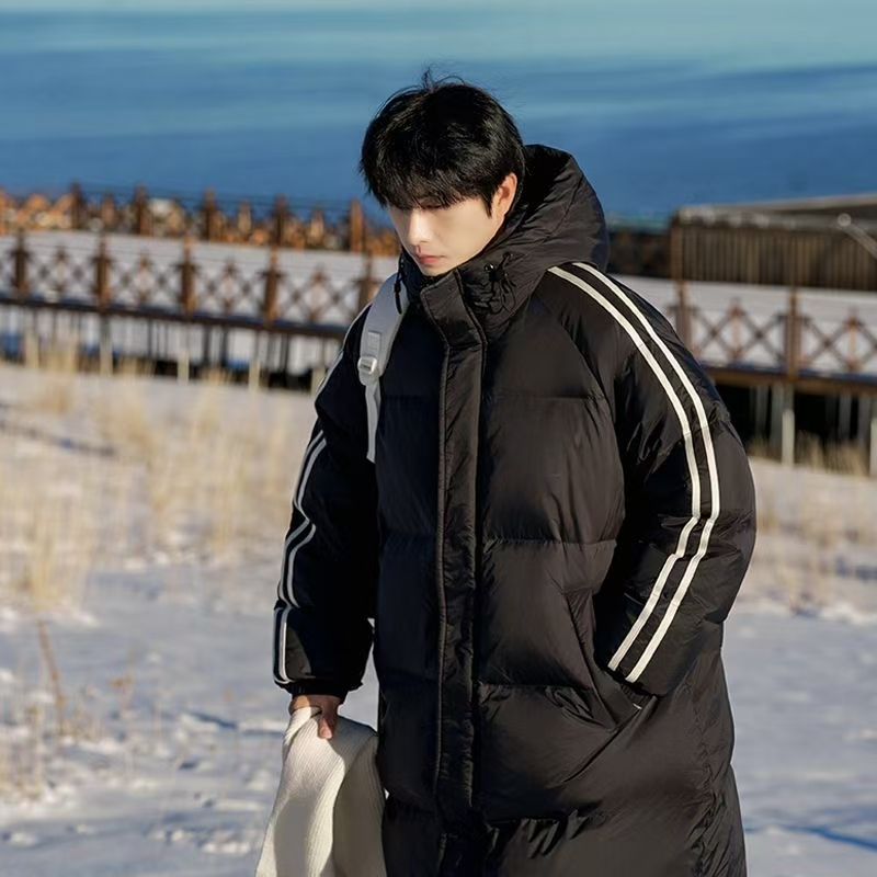 Thick warm mid-length outdoor men puffer jackets