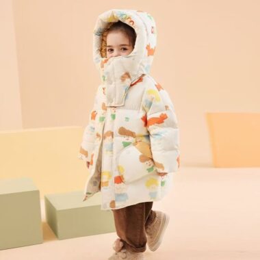 New thick warm mid-length girls kids puffer jackets