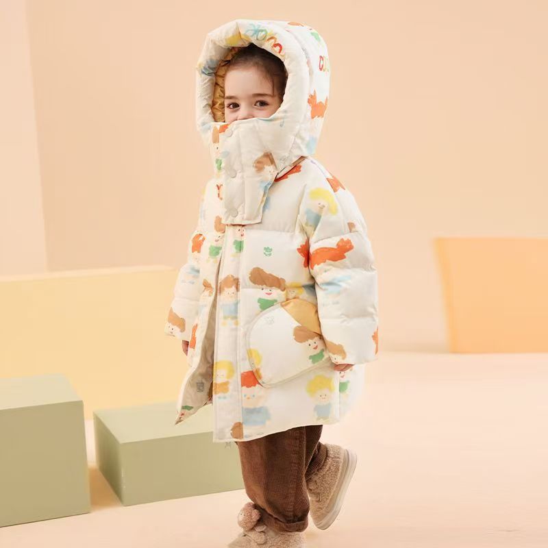 New thick warm mid-length girls kids puffer jackets