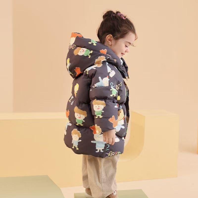 New thick warm mid-length girls kids puffer jackets