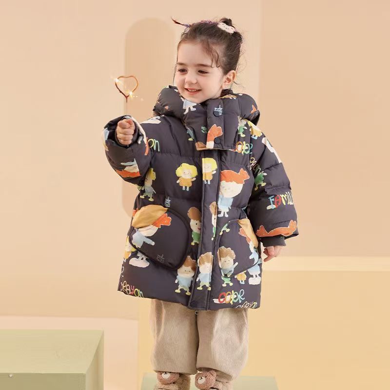 New thick warm mid-length girls kids puffer jackets