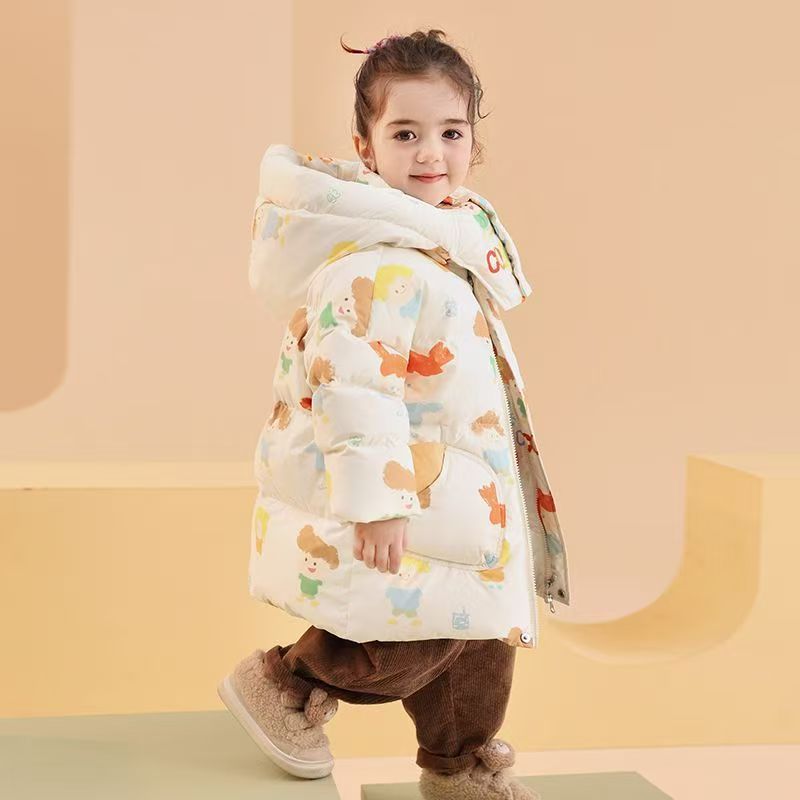 New thick warm mid-length girls kids puffer jackets