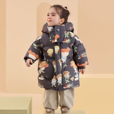 New thick warm mid-length girls kids puffer jackets