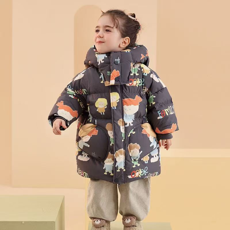 New thick warm mid-length girls kids puffer jackets