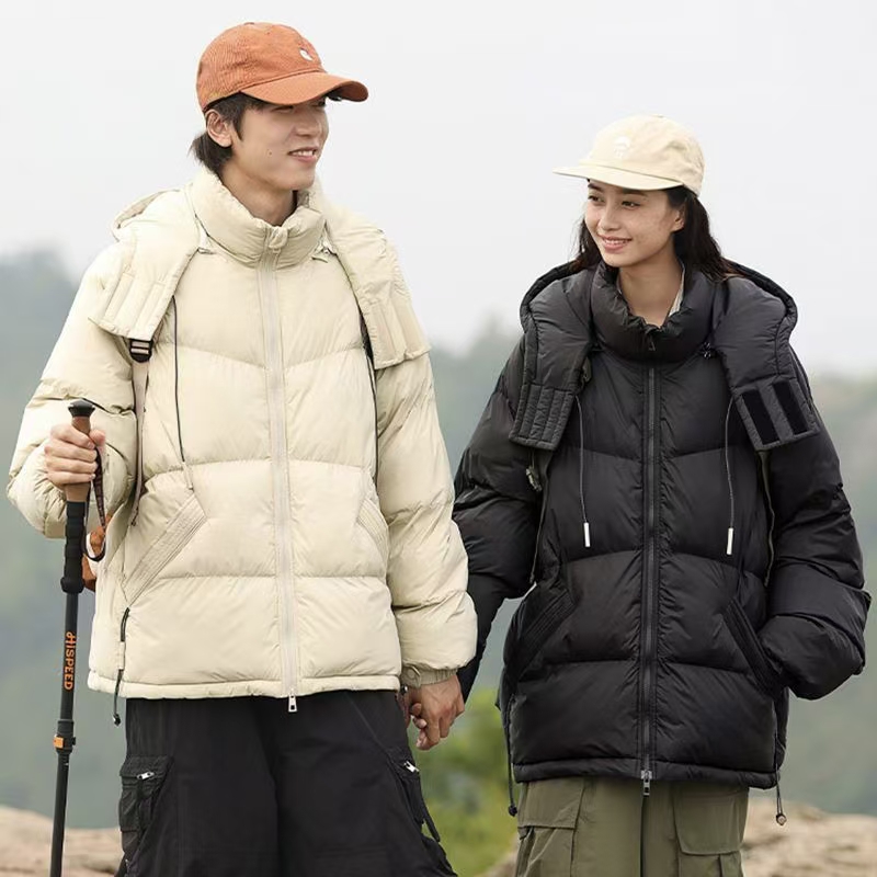 New hooded warm outdoor couple puffer jackets