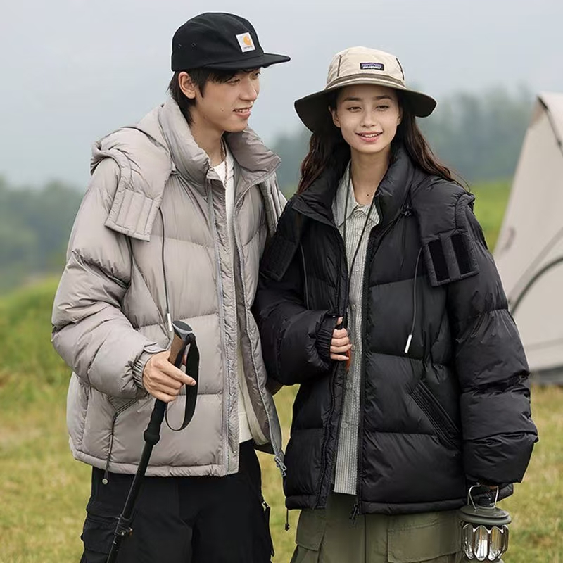 New hooded warm outdoor couple puffer jackets