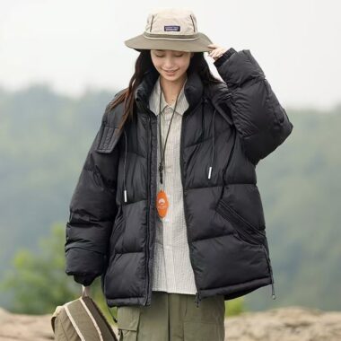 New hooded warm outdoor couple puffer jackets