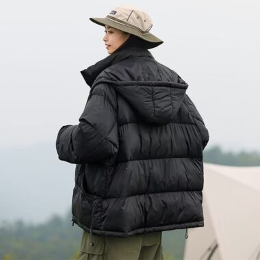 New hooded warm outdoor couple puffer jackets