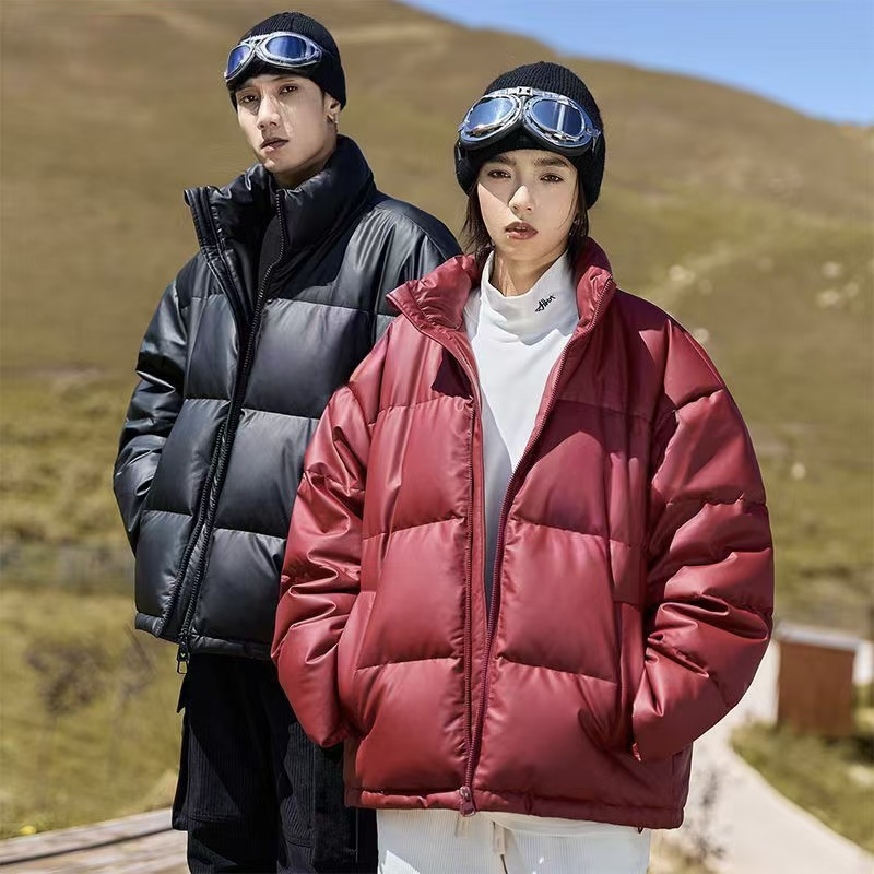 American style PU leather unisex puffer jackets