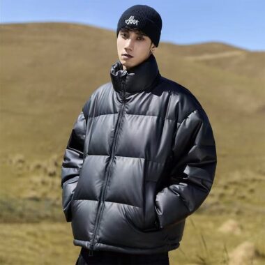 American style PU leather unisex puffer jackets