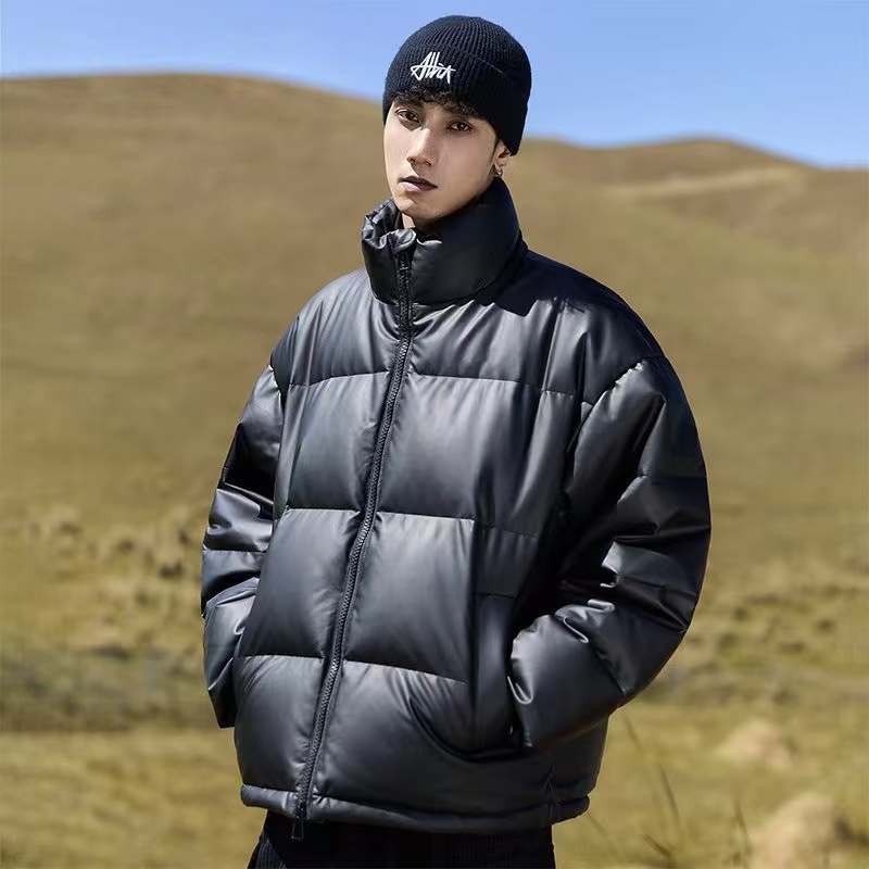 American style PU leather unisex puffer jackets
