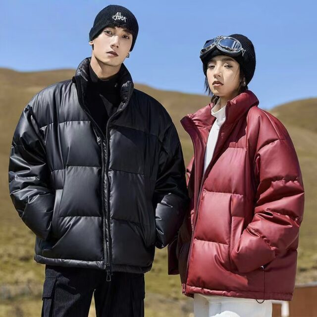 American style PU leather unisex puffer jackets