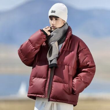 American style PU leather unisex puffer jackets