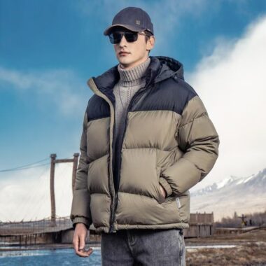 Winter hooded spliced men puffer jackets