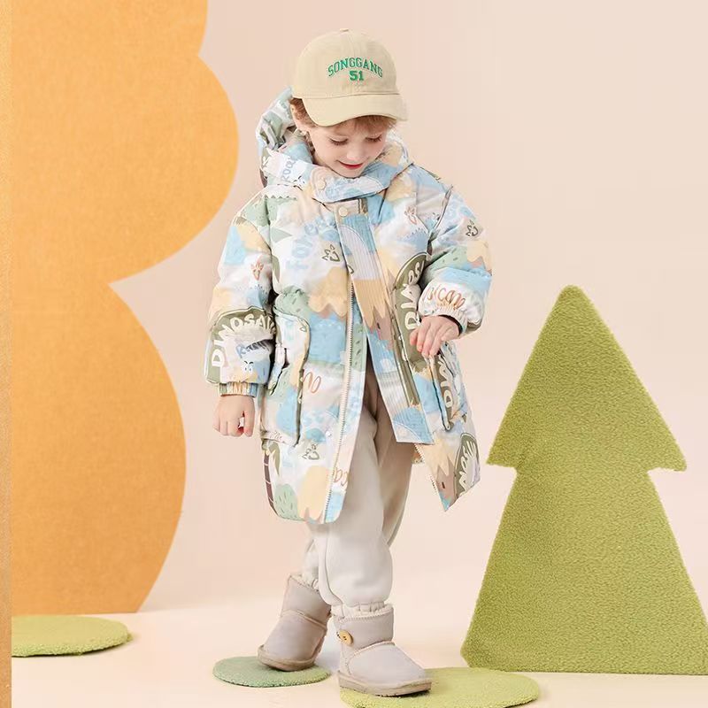 Winter thick mid-length boys kids puffer jackets