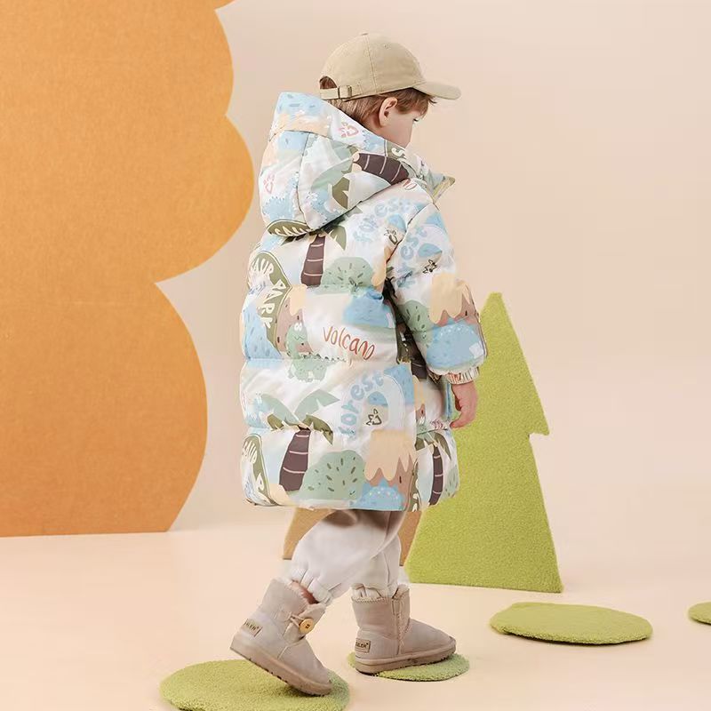 Winter thick mid-length boys kids puffer jackets