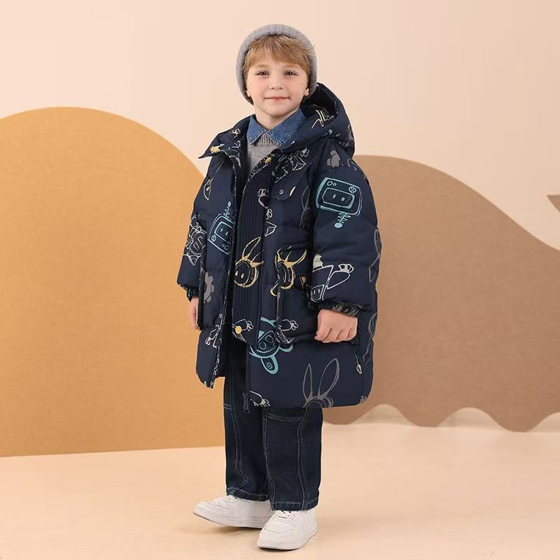 Winter thick mid-length boys kids puffer jackets