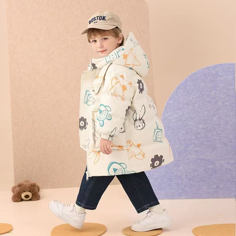 Winter thick mid-length boys kids puffer jackets