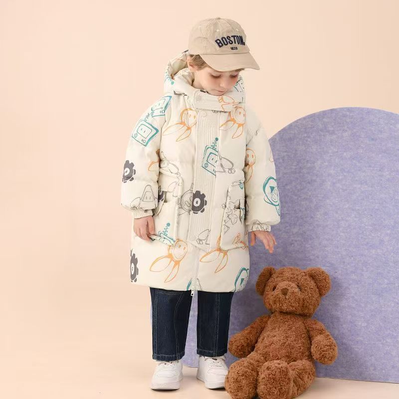 Winter thick mid-length boys kids puffer jackets