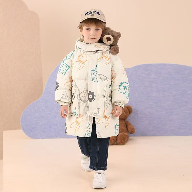 Winter thick mid-length boys kids puffer jackets