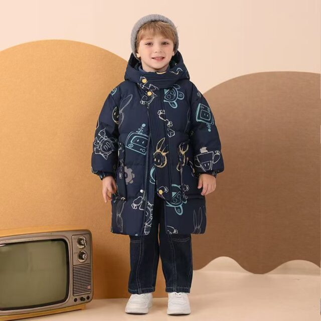 Winter thick mid-length boys kids puffer jackets
