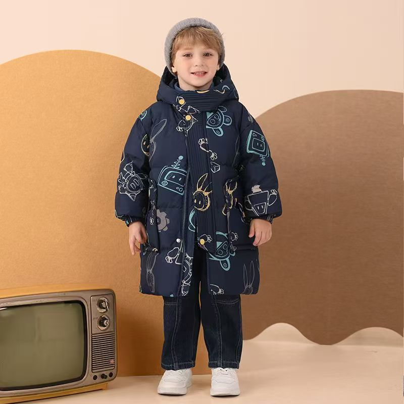 Winter thick mid-length boys kids puffer jackets