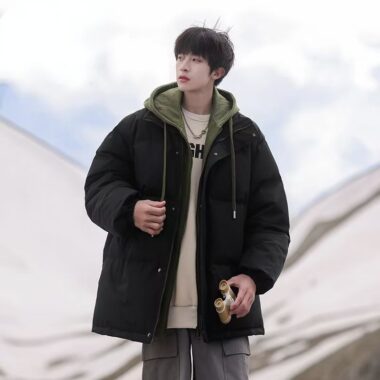 Loose thick warm layered winter men puffer jackets
