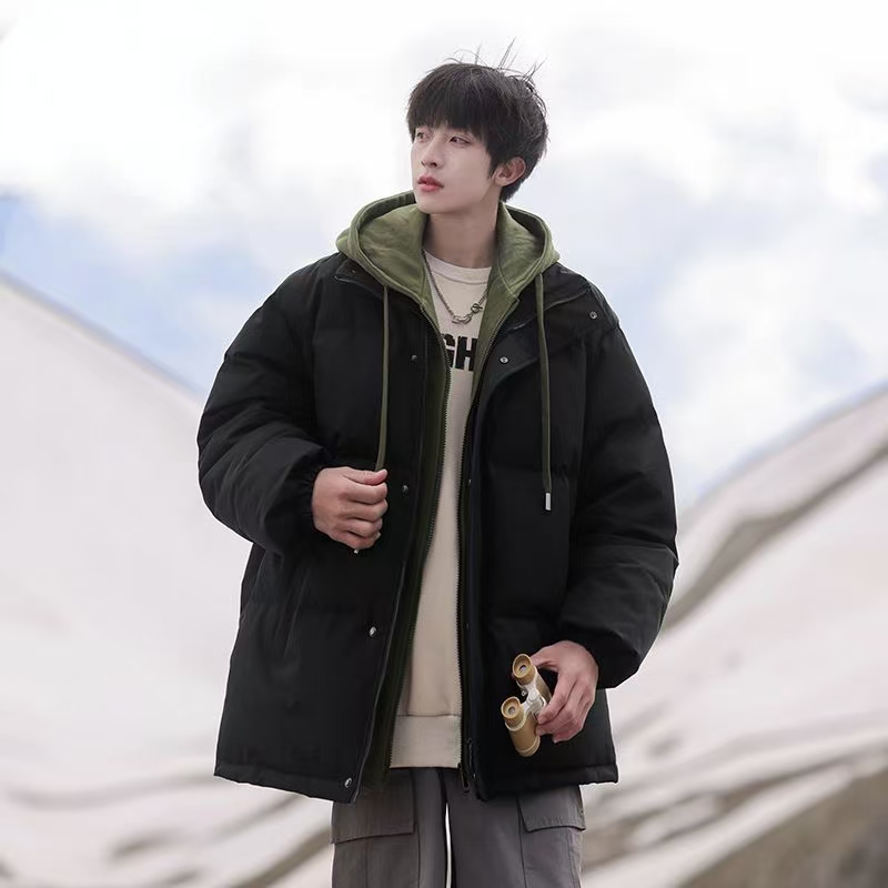 Loose thick warm layered winter men puffer jackets