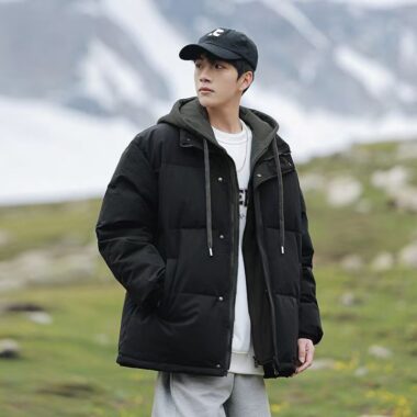 Loose thick warm layered winter men puffer jackets