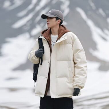 Loose thick warm layered winter men puffer jackets