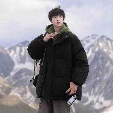 Loose thick warm layered winter men puffer jackets