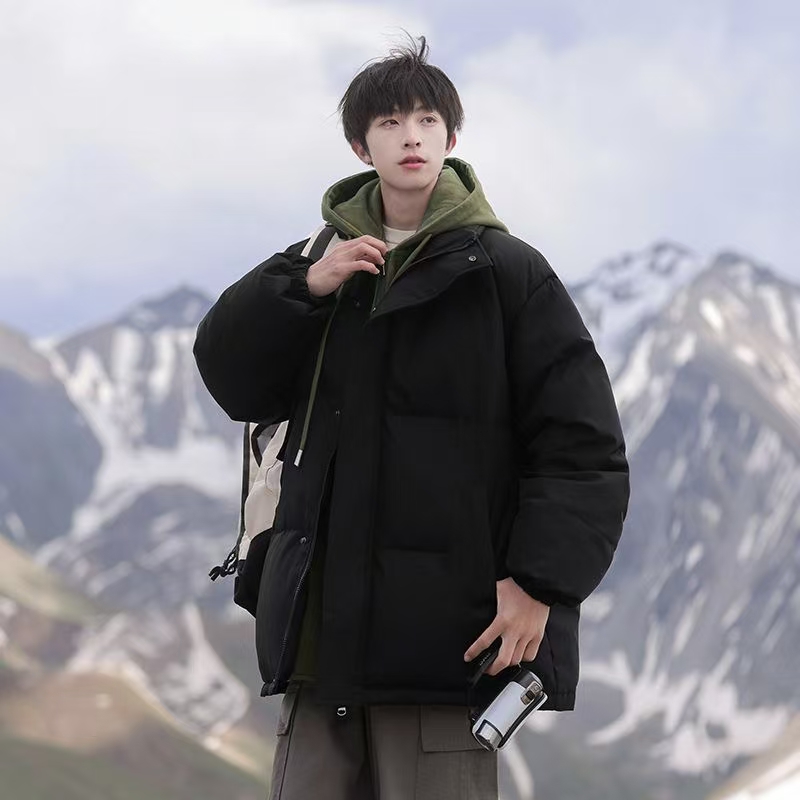 Loose thick warm layered winter men puffer jackets