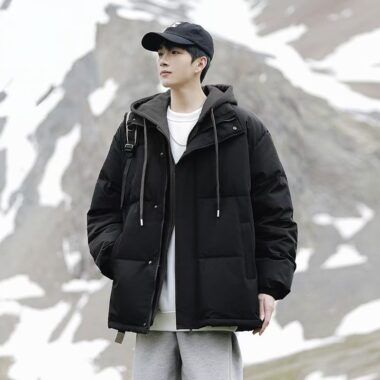 Loose thick warm layered winter men puffer jackets