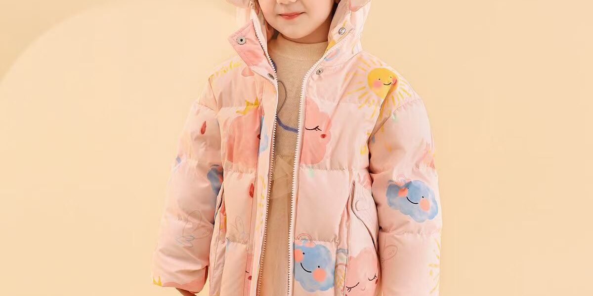Thick warm mid-length girls kids puffer jackets