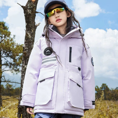 Warm mid-length thick kids puffer jackets