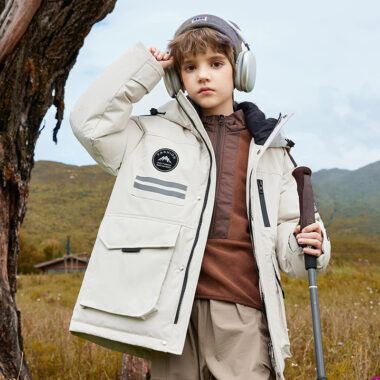 Warm mid-length thick kids puffer jackets