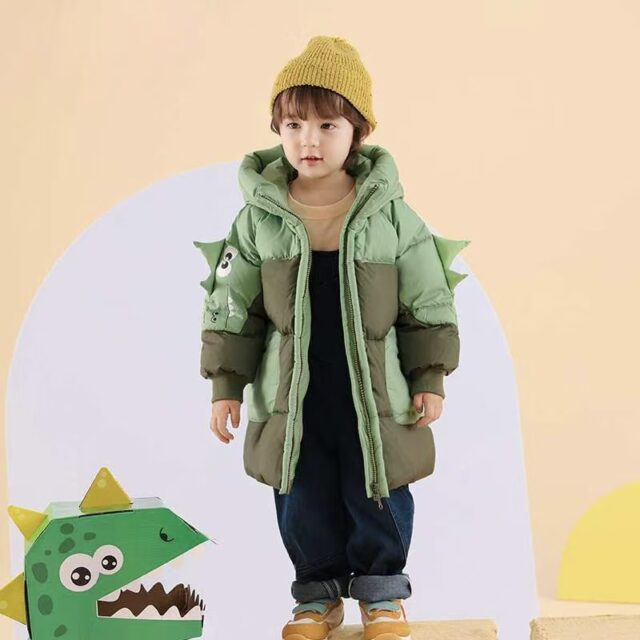 Thick mid-length boys kids puffer jackets