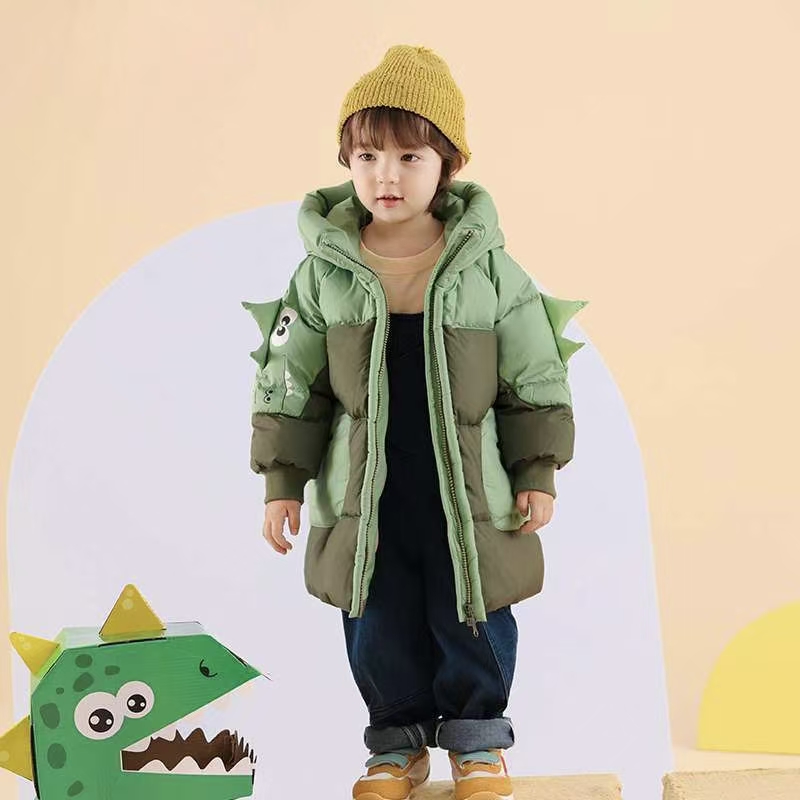 Thick mid-length boys kids puffer jackets